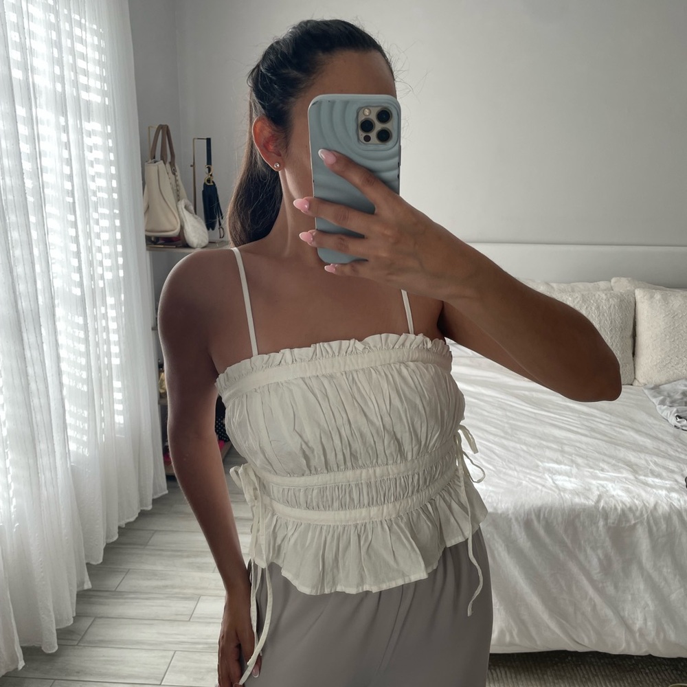Free People Cream Ruched Camisole